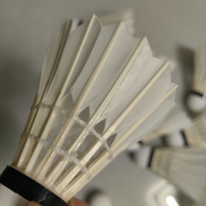 Volants de badminton en plumes de canard, 12 pièces en tube, blancs, durables, vol stable, pour compétition, à tige droite - Product Image 1