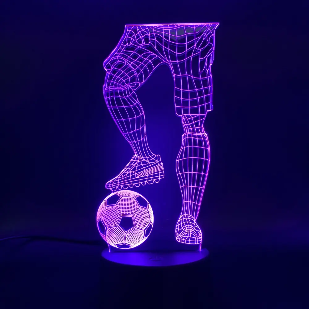 Светодиодный ночник, 3D иллюзия, спортивный футбольный плеер, держатель, сенсорный переключатель, меняющий цвет, детский ночник для сна