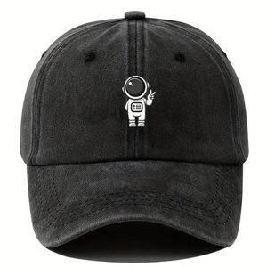 Vente chaude Lavé Soft Top Petit Astronaute Imprimé Denim Batte De Baseball Versatile Casual Duckbill Cap - Product Image 5