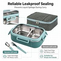 Boîte à lunch bento isotherme en acier inoxydable de 28 oz avec 2 compartiments, sac repas pour contrôle des portions, ensemble de couverts, sans BPA, compatible congélateur