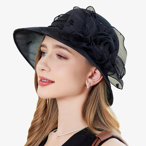 Verano Mujer Flor arco protector solar Kentucky Derby sombreros para mujer Iglesia boda playa gorra de sol - Product Image 2