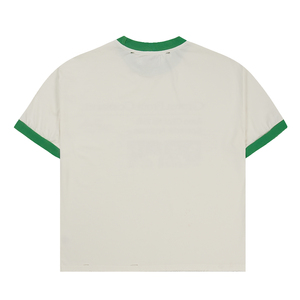 Vintage Cotton T-shirt Mens 300gsm <strong>Tshirt</strong> 100% Cotton Sunfaded <strong>Cream</strong> Contrast Ringer Graphic Print Boxy Fit Streetwear t Shirt - Product Image 2