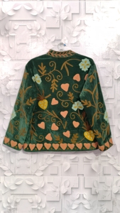 Veste universitaire personnalisée en velours tissé brodé, coton écologique respirant, design floral vintage pour femme, automne-hiver - Product Image 3