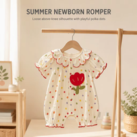 Nouvelle Arrivée 2026 Vêtements pour Bébé Nouveau-né Style Princesse à Pois Col à Revers Été Combinaison Courte Mignonne