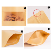 Emballage debout personnalisé en papier kraft avec fermeture éclair et fenêtre transparente pour l'emballage de chips de banane plantain