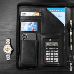 Kim loại clipboard điện thoại Pouch thư mục tập tin PU da danh mục đầu tư chuyên nghiệp phỏng vấn Pad <span class=keywords><strong>Folio</strong></span> với máy tính và Memo - Product Image 6