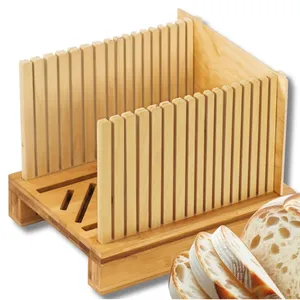 Ecofriendly Compact Foldable Adjustable Slicing Guides with Sturdy Bamboo Cutting Board Homemade Bread Slicer
