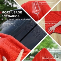 Serviette de nettoyage de voiture en microfibre professionnelle, ultra absorbante, sans rayures, séchage rapide, double face torsadée, rouge, 60x90, serviette en microfibre
