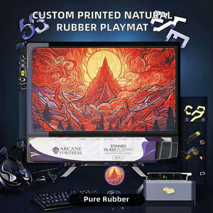 Tapis de jeu en caoutchouc naturel imprimé sur mesure 610x355mm, bord cousu, tapis de <span class=keywords><strong>duel</strong></span> pour 2 joueurs, jeux TCG CCG, tapis de souris imperméable - Product Image 1