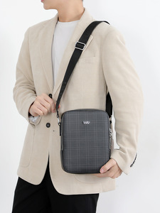SARO One Strap Luxury Leather Sling Man Messenger <b>Bags</b> with logo for Crossbody Shoulder Cross Leather Shoulder <b>Bag</b> Men - Product Image 6