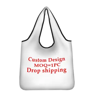 Wholesale Fashion Custom High-capacity Environmenal Shopping Bag Print On Demand Bags Handbag Reusable Foldable Shopping Bag