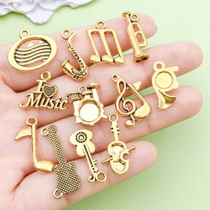 Antique Gold Alloy Musical Instrument Pendants Mixed Shapes For Bracelet Making DIY Jewelry Accessories - Product Image 1