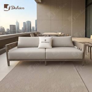 <span class=keywords><strong>Causeuse</strong></span> d'extérieur deux places de style moderne Mobilier de patio en aluminium coulé avec canapé en tissu imperméable Ensemble pour cour intérieure - Product Image 3