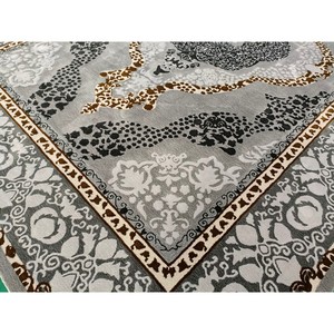 Estilo persa de gama alta elegante tradicional gris Floral medallón personalizable alfombra de lana con mechones a mano para sala de estar - Product Image 3