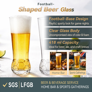 Vaso Deportivo para Cerveza Pilsner de 418 ml, de Vidrio Transparente sin Plomo, Reutilizable, Libre de BPA, Apto para Lavavajillas, para Fiestas y Uso Doméstico - Product Image 2