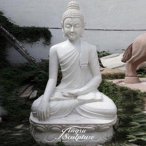 Diseño Popular Templo Blanco Buda de piedra de mármol estatua - Product Image 5