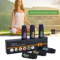 Coffret Cadeau d'Huiles Essentielles de Massage et de Soins Corporels Marque Privée, Pures Orange Douce, Eucalyptus, Menthe Poivrée, Lavande, Citronnelle et Arbre à Thé