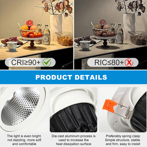 LOSO precio competitivo tienda residencial hogar Hotel aluminio 3W 5W 12W 20W 30W luces LED empotradas - Product Image 5