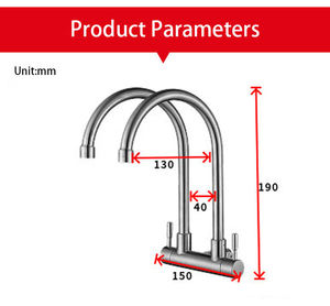 304 Stainless Steel Single-hole <b>Brushed</b> Nickel-colored Double-bent Pipe Single Cold Kitchen Faucet - Product Image 6