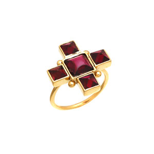 แหวนหมั้นชุบทอง18K S925อัญมณีโกเมนธรรมชาติเครื่องประดับสำหรับผู้หญิงสำหรับงานแต่งงานและงานเลี้ยง - Product Image 1