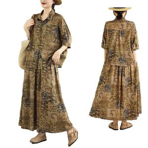Conjunto de media falda de talla grande para mujer de estilo étnico Retro de gran venta elegante y de moda transpirable para el verano - Product Image 4