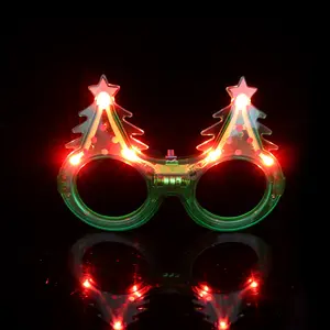 キラキラクリスマスツリーライトアップ点滅Ledサングラスクリスマスサングラス暗闇で光るLEDメガネ