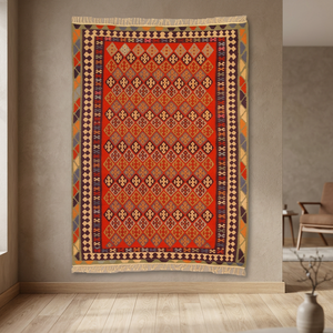 Tapis persan Ardabil unique, noué à la main, en laine et coton naturels, design moderne et coloré, 9'0 x 6'8 - Product Image 3