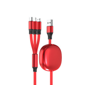 Câble de données rétractable 3 en 1, charge rapide 100W, USB Type C, Lightning, Micro Usb, câble de chargement pour téléphone de voiture, conducteur en cuivre Tpu - Product Image 1