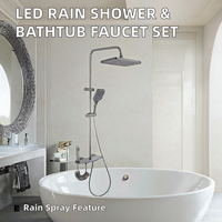 Système de douche à effet pluie moderne avec affichage LED, ensemble de robinetterie murale pour salle de bain avec cartouche céramique, utilisation hôtelière, construction en laiton, gris