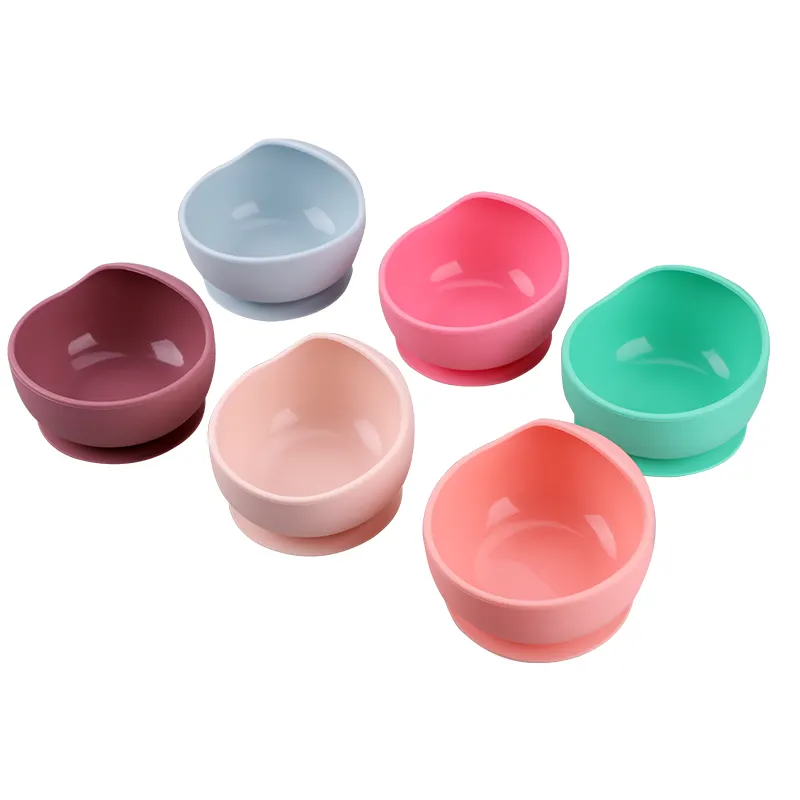 Lohas-vajilla colorida ecológica libre de BPA, tazón de succión de alimentación de bebé de silicona con cuchara