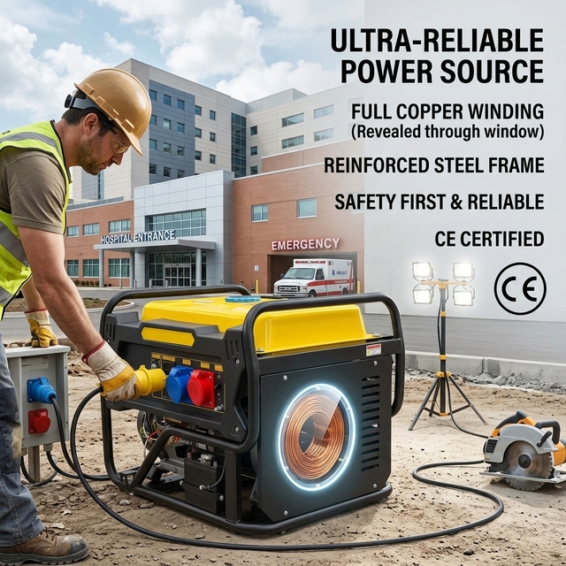 Factory Outlet Price 4-Stroke 10A Heavy Duty Frame Portable 7000W Gasoline Generator for Hospital Emergency