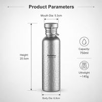 Bouteille d'eau sportive en titane pur pour l'extérieur, grande capacité, tasse portable en alliage de titane pour le cyclisme, le camping et les activités de groupe