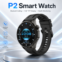 Montre connectée ronde de 1,52 pouce, double Bluetooth 5.3, appels, IP67, fréquence cardiaque, SpO2, suivi d'activité, charge magnétique, OEM ODM