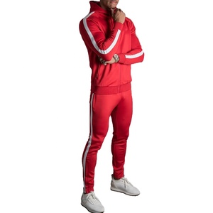Trajes deportivos personalizados en rojo y blanco con franjas para hombre - Product Image 1