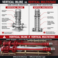 Pompe à incendie verticale pour système de protection incendie compact, configuration en ligne ou multi-étages