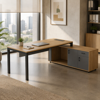 Table de bureau durable avec armoire de rangement autoportante, tiroir verrouillable, pieds fixes – Espace de travail moderne pour le personnel et les managers