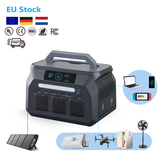 800W Portable Power Station Solar Generator 1800W Lithium Battery Backup Power Supply for Outdoor Camping Home Emergency