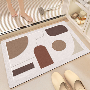 Alfombrilla de baño de diatomita de estilo geométrico-Alfombra de suelo absorbente antideslizante para entrada de baño - Product Image 3