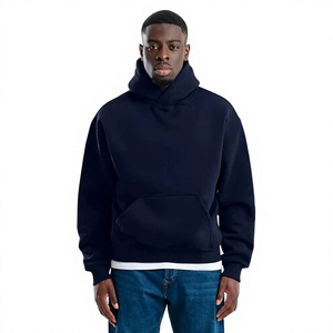 Men's <b>Black</b> Hooded <b>Sweatshirt</b> Regular Fit Solid Color Casual French Terry Pullover With Front Pocket Breathable Design - Product Image 1
