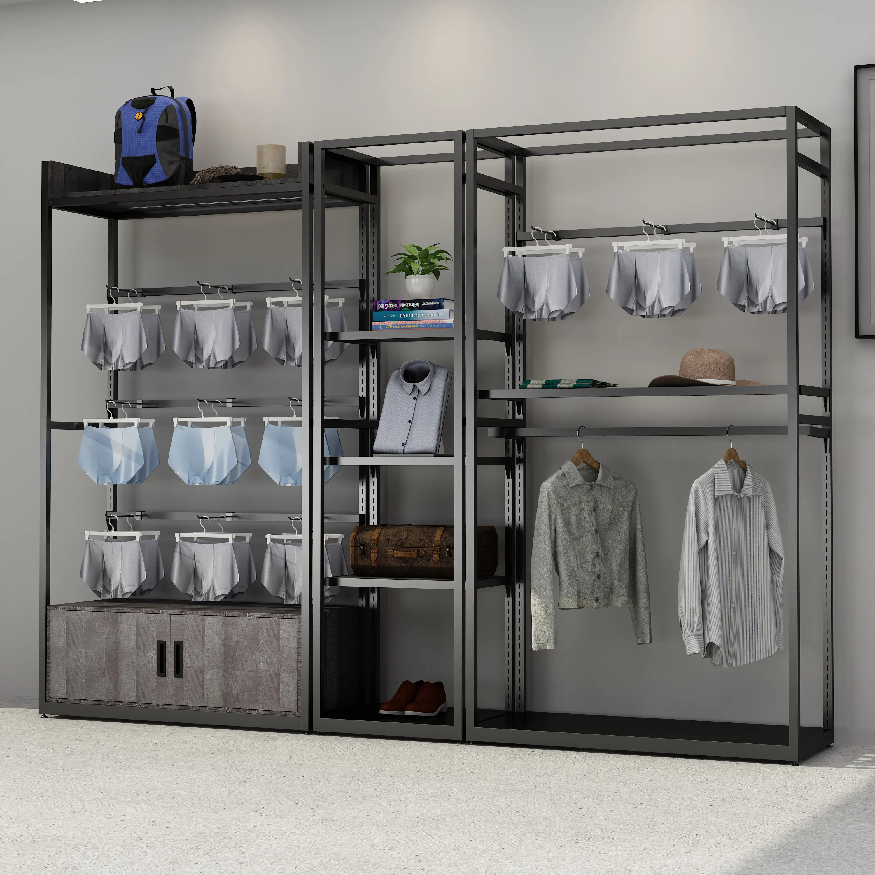 Freistehende Unterwäsche Kleider stange In Industrial Loft Design, tragbare Kleidung Frauen Bekleidungs geschäft Kleiderbügel Display Rack