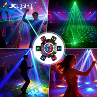 Lumière de scène DJ LED DMX à 6 bras, effet stroboscopique, lumière laser RGBW 150W, lumière de fête, faisceau mobile à télécommande pour mariage, parc à thème