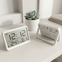 Horloge numérique minimaliste magnétique fine pour bureau/mur, avec fonction snooze, grand écran LCD, calendrier, température, hygromètre, fonction batterie