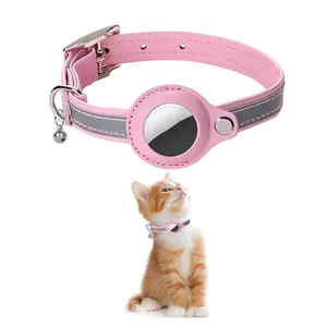 Gps Finder Anti-Lost Location Tracker Pet Neck Choke Cat Collar With Bell Reflective Nylon For Apple Airtag Case