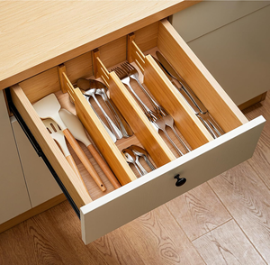 Organizador de Cajones de Bambú Expandible y Ajustable de 4 Piezas con Diseño Ecológico para Almacenamiento Moderno en Baño y Armario - Product Image 6