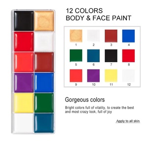 40g Palette de peinture de maquillage pour le visage 12 couleurs pour les anniversaires, carnaval, école et Halloween, fournitures de peinture corporelle - Product Image 1
