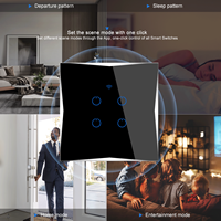 Interrupteurs tactiles WiFi intelligents LangYeao Tuya pour la maison intelligente, 1/2/3/4 voies, panneau en verre, interrupteur mural intelligent, télécommande Alexa, ABS