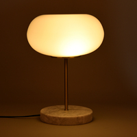 Lampe de table ronde en verre avec base en marbre, couleurs personnalisables, lampe de lecture LED, lampe de bureau, lumière d'ambiance pour chambre d'enfant