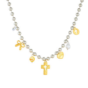 Moda Trendy kalp tatlı serin Ins tarzı çapraz aşk yay damla yağ gözler kolye paslanmaz çelik bambu zincir kolye kolye - Product Image 3