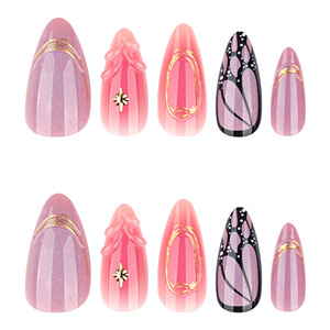<span class=keywords><strong>Uñas</strong></span> Postizas Semimanuales de 24 Piezas con Efecto Metálico Plateado <span class=keywords><strong>Azul</strong></span> Luna, Estilo Y2K, Precio al por Mayor - Product Image 6