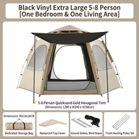 Tenda Lipat Otomatis Satu Lapis Anti Air Warna Emas Hexagonal Tebal untuk Empat Musim, Pemasangan Cepat untuk Berkemah
